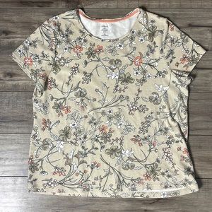 Croft & Barrow 100% Cotton Floral Printed the Classic Tee Size XL